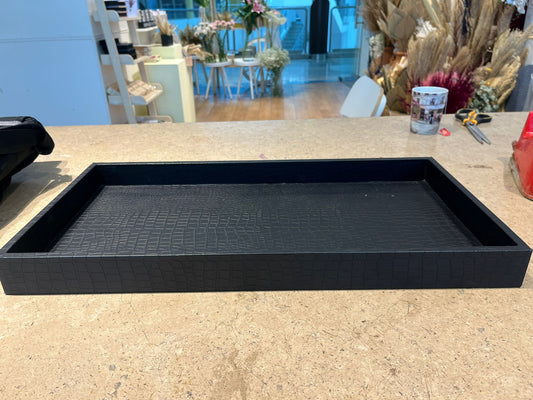 rectangular LEATHER BLACK TRAY5535